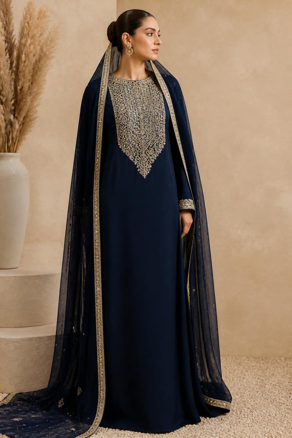 Night blue, silver braid. When gold is too loud.