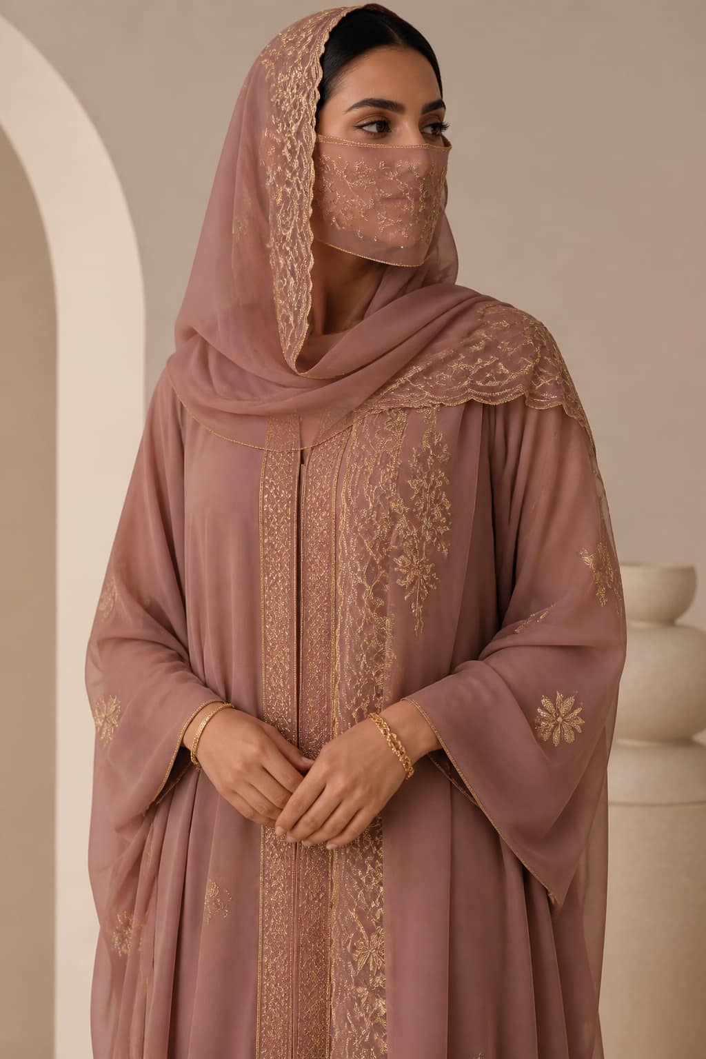 Dusty rose for daylight gatherings.